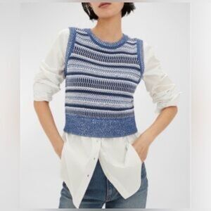 Veronica Beard Esphera Mixed-Media Tank | Blue Multi